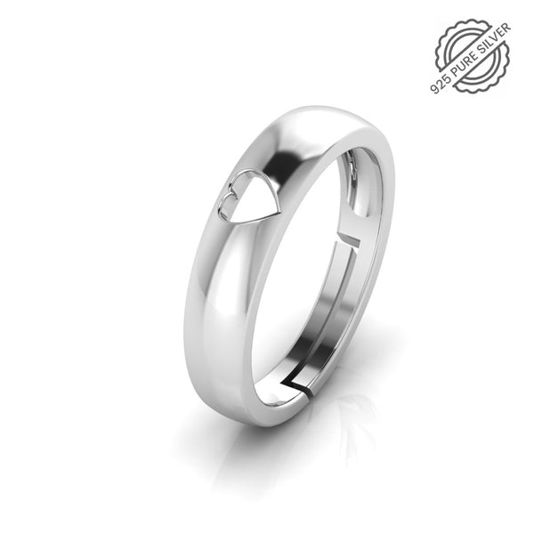 925 Pure Silver Crystal heart Free Size Ring for Women