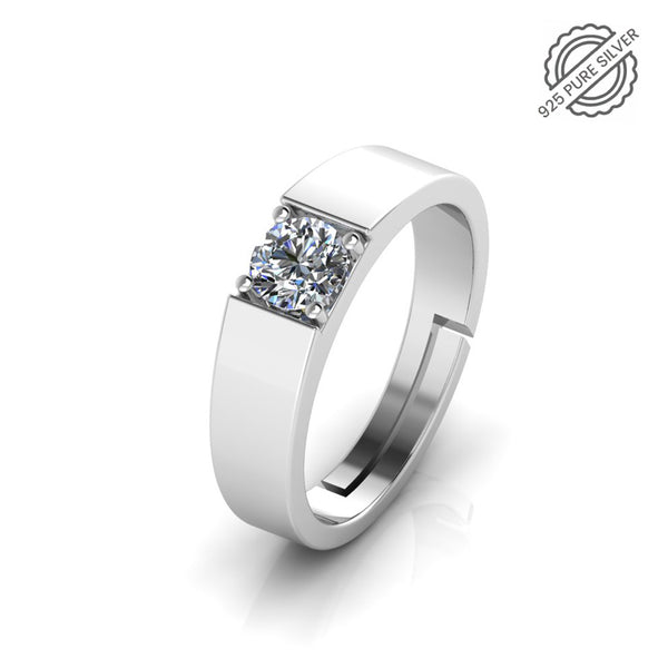 925 Sterling Silver solitaire diamond Ring for Men