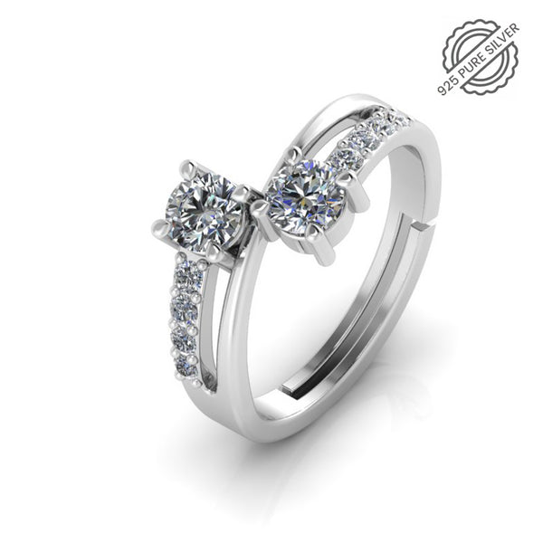 925 Sterling Silver Cubic Zircon Freesize Ring