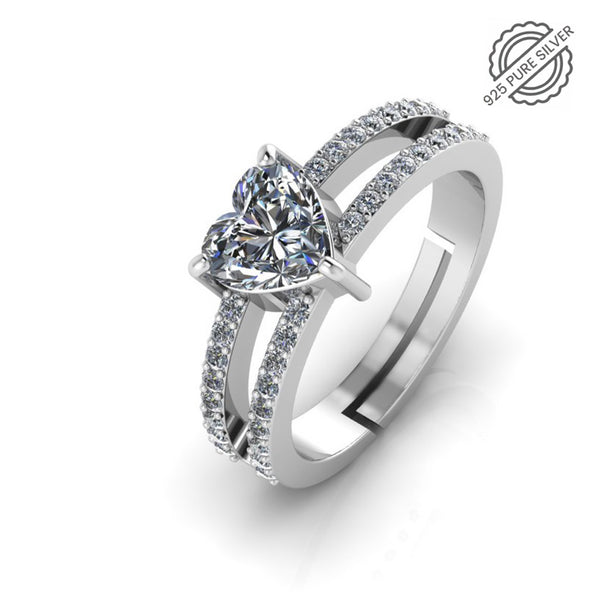 925 Sterling Silver Heart Shape Royal Ring