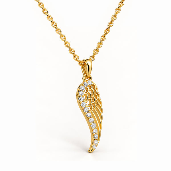 925 Silver Gold Plated Angel Pendant With Chain for Women & Girls
