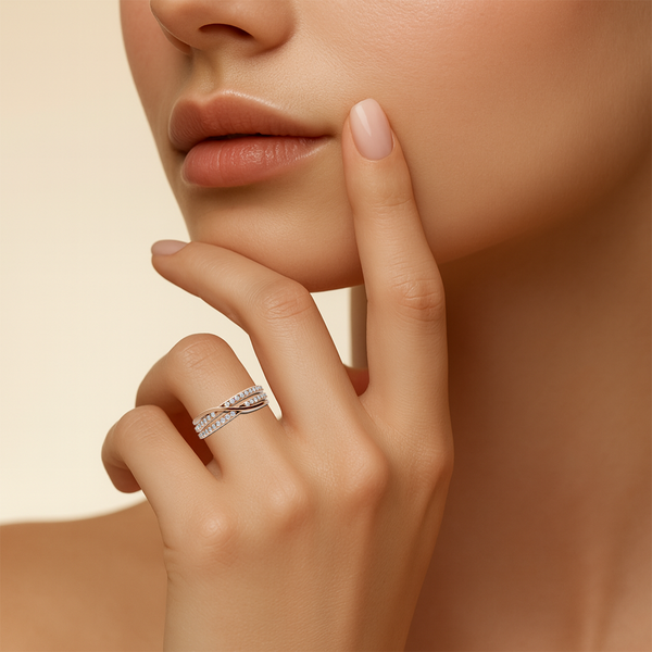 Miss Highness 925 Sterling Silver Rose Gold Plated Adjustable Ring for Women | Diamond Look Party Wear Gift