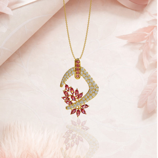 925 Sterling Silver 24K Gold Plated Floral Drop Pendant for Women & Girls