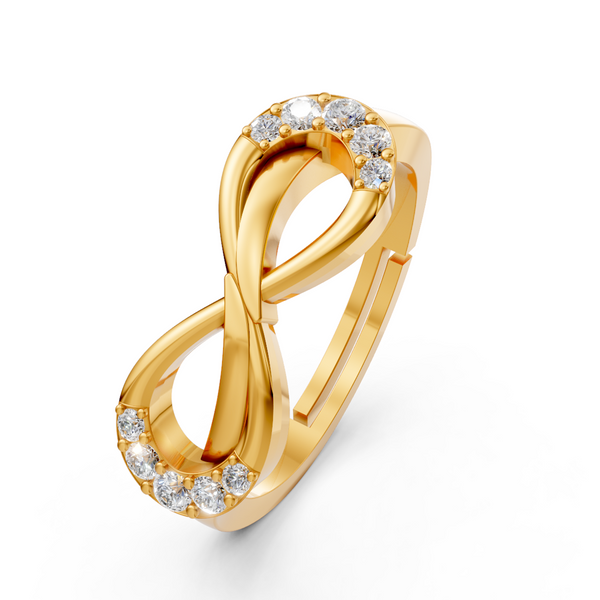 925 Sterling Silver Gold Plated Adjustable Infinity Ring for Women | Diamond Look Party Wear Gift