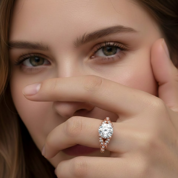 Miss Highness 925 Sterling Silver Rose Gold Plated Adjustable Solitaire Ring for Women | Diamond Look Party Wear Gift