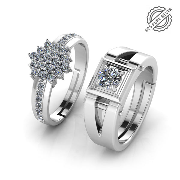 925 Pure Sterling Silver Pretty Posy Cocktail and Stardom Special Couple's Ring