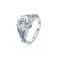 Miss Highness 925 Silver Adjustable Finger Size Elegant Silver-Plated Engagement Ring for Women