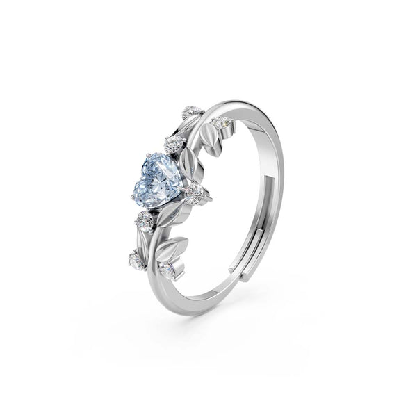 Miss Highness Pure 925 Sterling Silver Heart Shape Diamond-Cut CZ Engagement Ring for Women & Girls