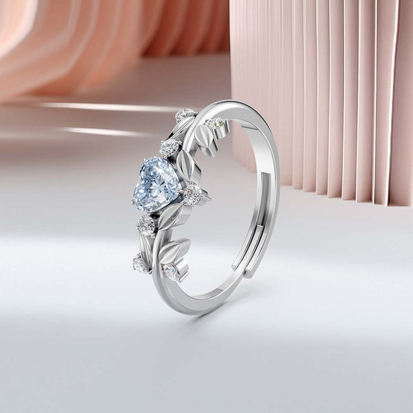 Miss Highness Pure 925 Sterling Silver Heart Shape Diamond-Cut CZ Engagement Ring for Women & Girls