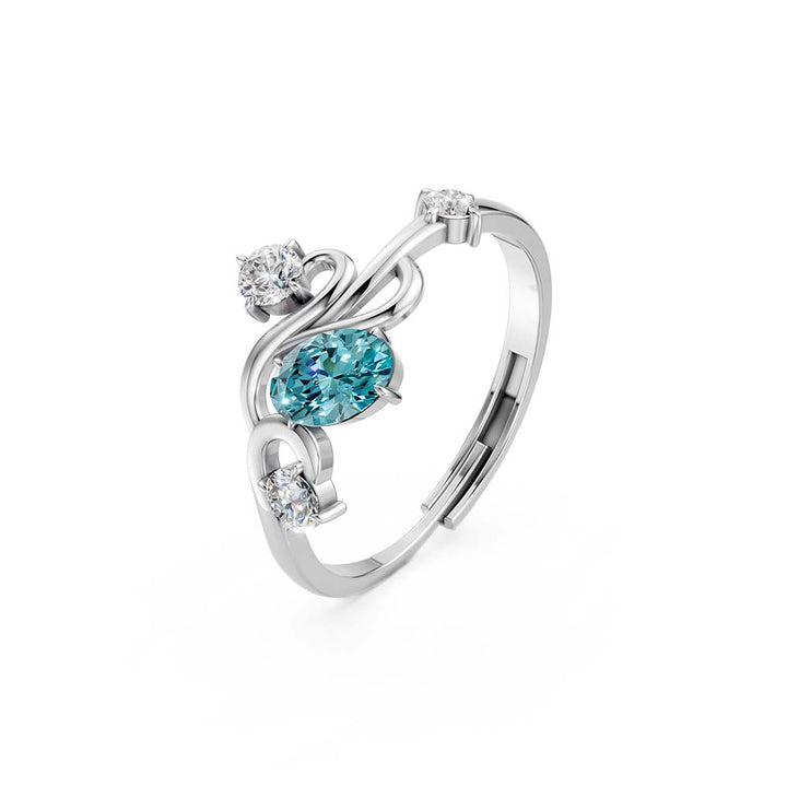 Miss Highness Pure 925 Sterling Silver Blue Oval CZ Stone Ring for Wom ...