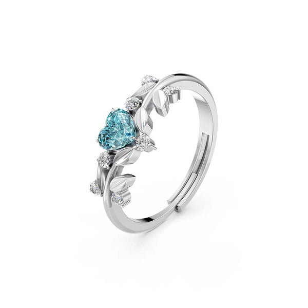 Miss Highness 925 Sterling Silver Sky Blue Heart CZ Ring for Women & Girls