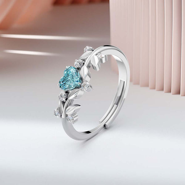 Miss Highness 925 Sterling Silver Sky Blue Heart CZ Ring for Women & Girls