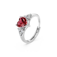 Miss Highness 925 Sterling Silver Red Heart CZ Diamond Ring for Women & Girls