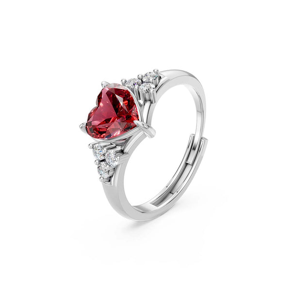 Miss Highness 925 Sterling Silver Red Heart CZ Diamond Ring for Women & Girls