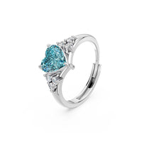 Miss Highness Pure 925 Silver Heart Shape Blue Zirconia Silver Ring for Women