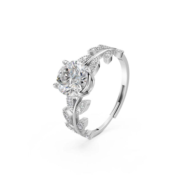 Miss Highness Premium 925 Silver Floral Leaf Ring for Women
