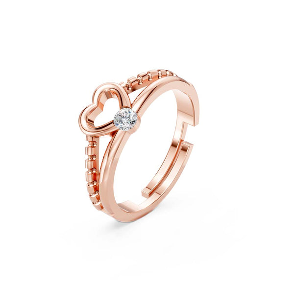 Miss Highness 925 Silver 24K Gold Plated Heart Design Adjustable Ring for Women