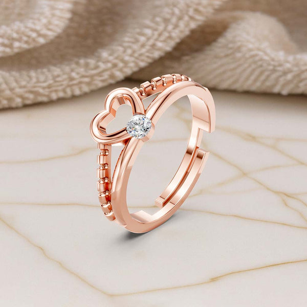 Miss Highness 925 Silver 24K Gold Plated Heart Design Adjustable Ring for Women