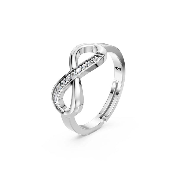 Miss Highness 925 Silver Plated Infinity Design Adjustable Ring for Women