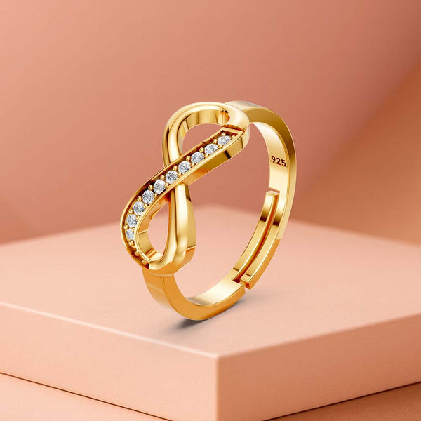 Miss Highness Gold-Plated 925 Silver Infinity CZ Ring for Women | Elegant Symbol of Love & Forever