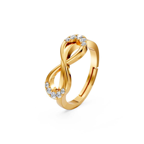 925 Sterling Silver Gold Plated Adjustable Infinity Ring for Women | Diamond Look Party Wear Gift