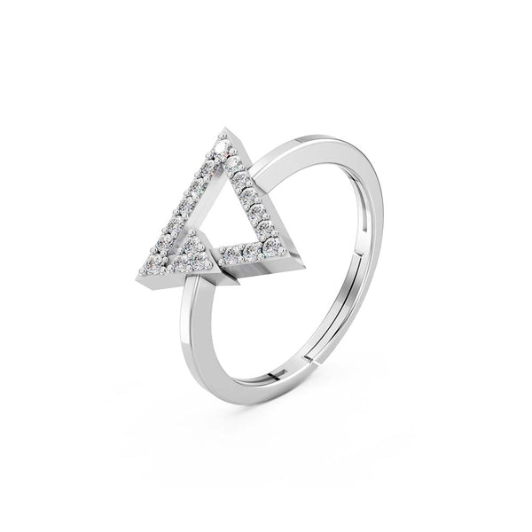 925 Sterling Silver Geometric Triangle Open Band Ring for Women & Girls