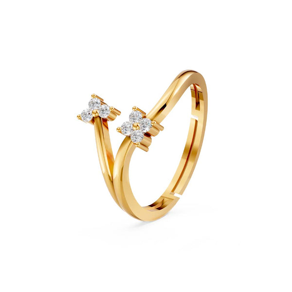 925 Sterling Silver 24K Gold-Plated Floral Open Ring for Women & Girls