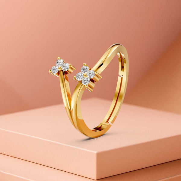 925 Sterling Silver 24K Gold-Plated Floral Open Ring for Women & Girls