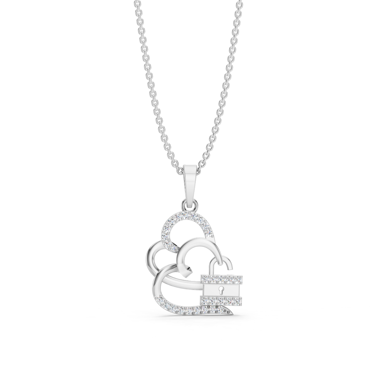 925 Sterling Silver Double Heart Pendant with chain – misshighness