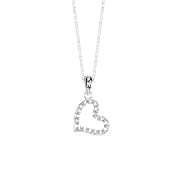 925 Sterling Silver Heart Pendant with pure silver Link Chain
