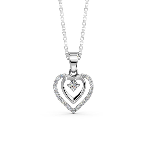 925 Pure Starling Silver Lovely Loyal Double Heart pendent with chain