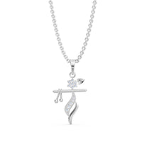 Pure 925 Silver Shri Krishna Flute Pendant pendent with chain