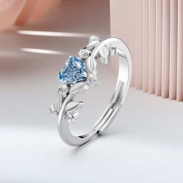 Miss Highness 925 Sterling Silver Sky Blue Heart CZ Ring for Women & Girls
