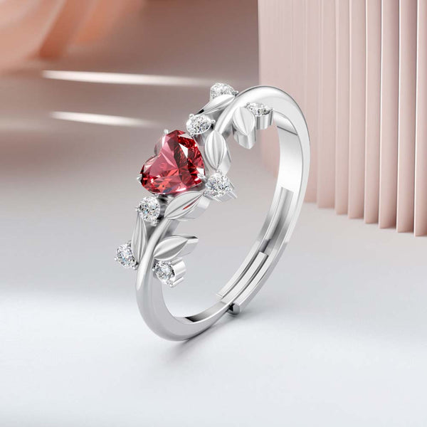 Miss Highness 925 Sterling Silver Red Heart CZ Stone Ring for Women & Girls