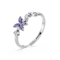 Miss Highness 925 Sterling Silver Purple CZ Flower Ring for Women & Girls