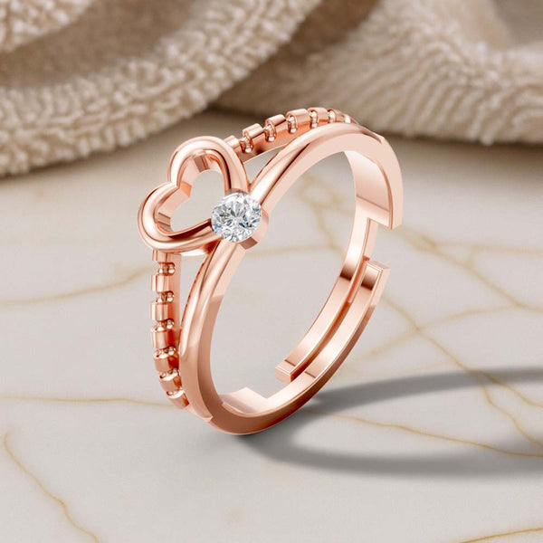Miss Highness 925 Silver 24K Gold Plated Heart Design Adjustable Ring for Women