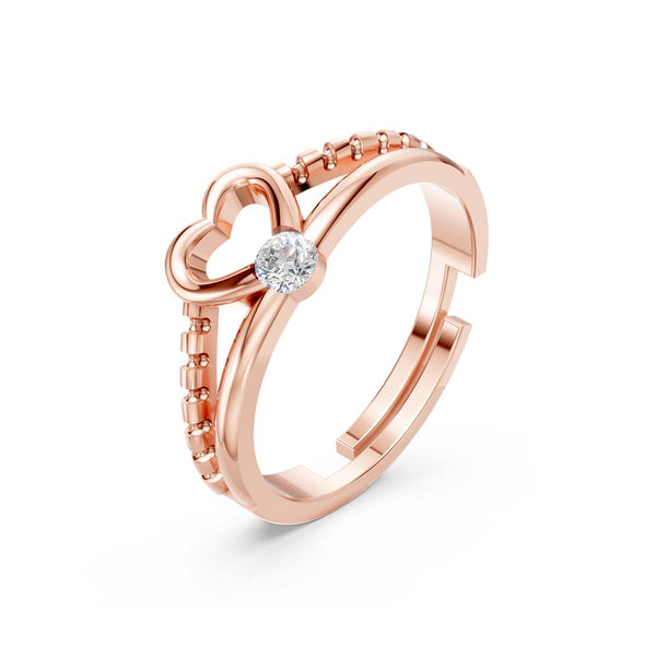 Miss Highness 925 Silver 24K Gold Plated Heart Design Adjustable Ring for Women