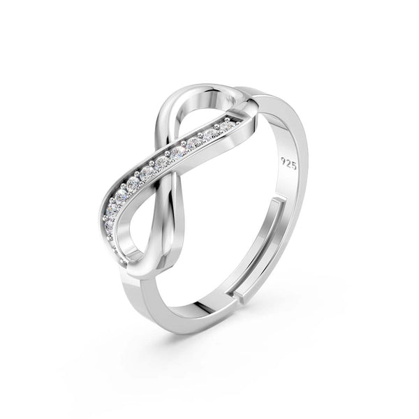 Miss Highness 925 Silver Plated Infinity Design Adjustable Ring for Women