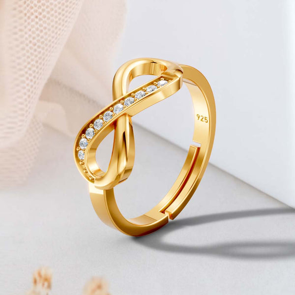 Miss Highness Gold-Plated 925 Silver Infinity CZ Ring for Women | Elegant Symbol of Love & Forever