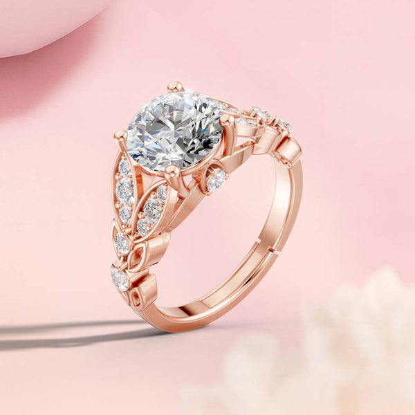 Miss Highness 925 Sterling Silver Rose Gold Plated Adjustable Solitaire Ring for Women | Diamond Look Party Wear Gift
