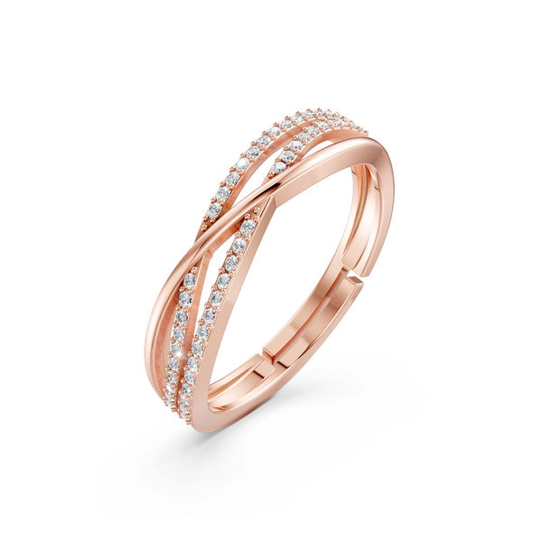 Miss Highness 925 Sterling Silver Rose Gold Plated Adjustable Ring for Women | Diamond Look Party Wear Gift
