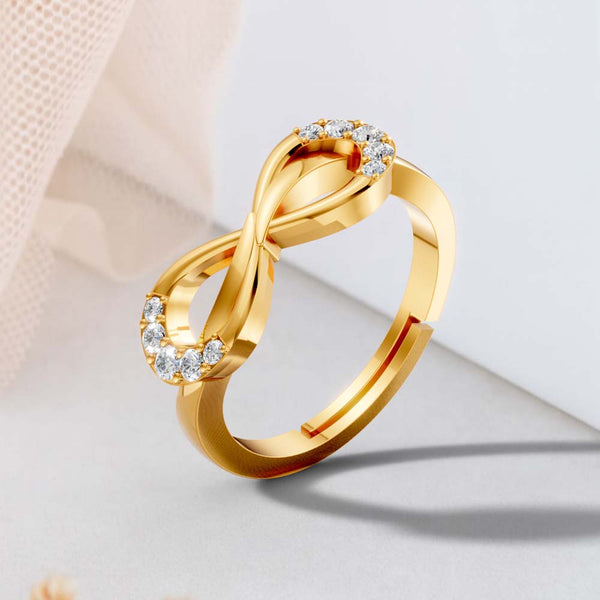 925 Sterling Silver Gold Plated Adjustable Infinity Ring for Women | Diamond Look Party Wear Gift
