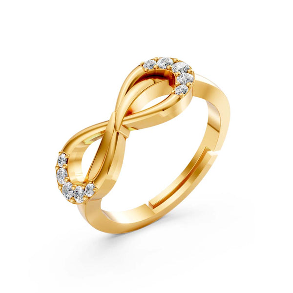 925 Sterling Silver Gold Plated Adjustable Infinity Ring for Women | Diamond Look Party Wear Gift