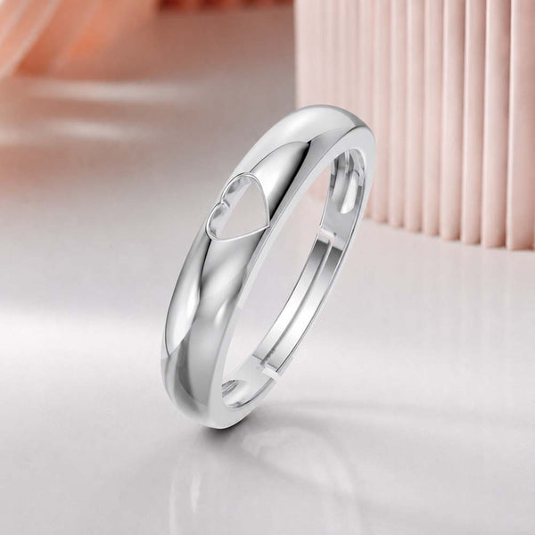 925 Sterling Silver Crystal heart Freesize Ring for Men