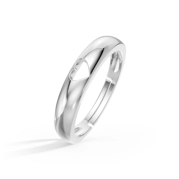 925 Sterling Silver Crystal heart Freesize Ring for Men