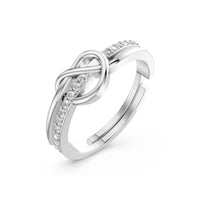 925 Sterling Silver Infinity Knot Diamond Ring for Women & Girls