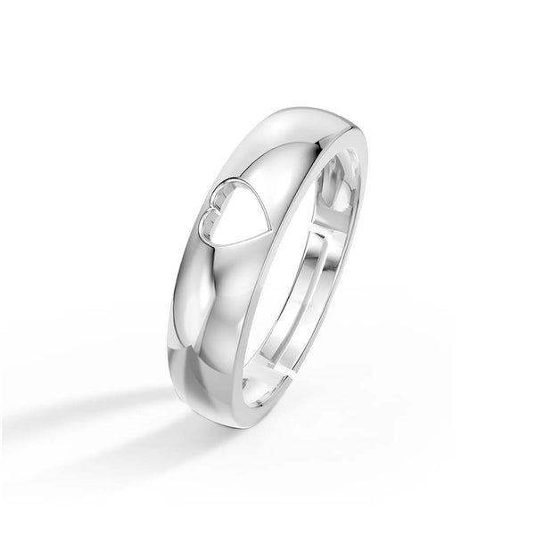 925 Pure Silver Crystal heart Free Size Ring for Women