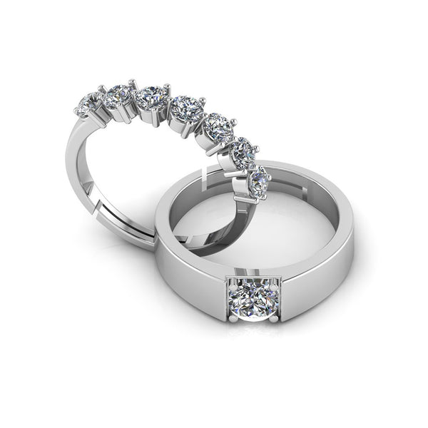 925 Sterling Silver Solitaire and minimal Rings for Couple