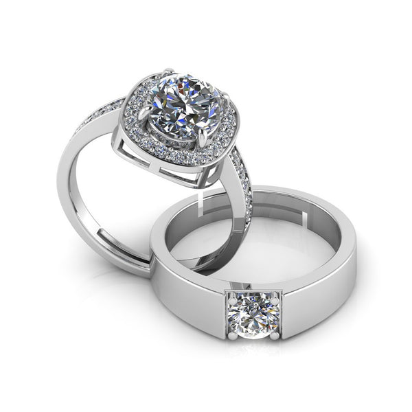 925 Crystal Sterling Silver Queens Ring for Couple's