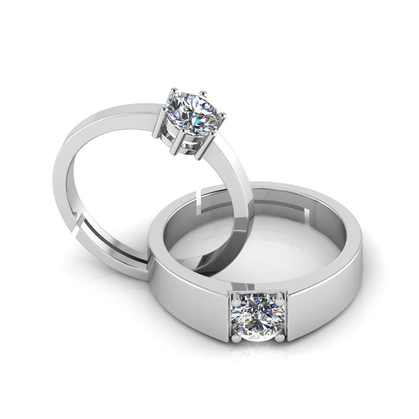 925 Sterling Silver Ring with Crystal Zircon Accents for Couple's